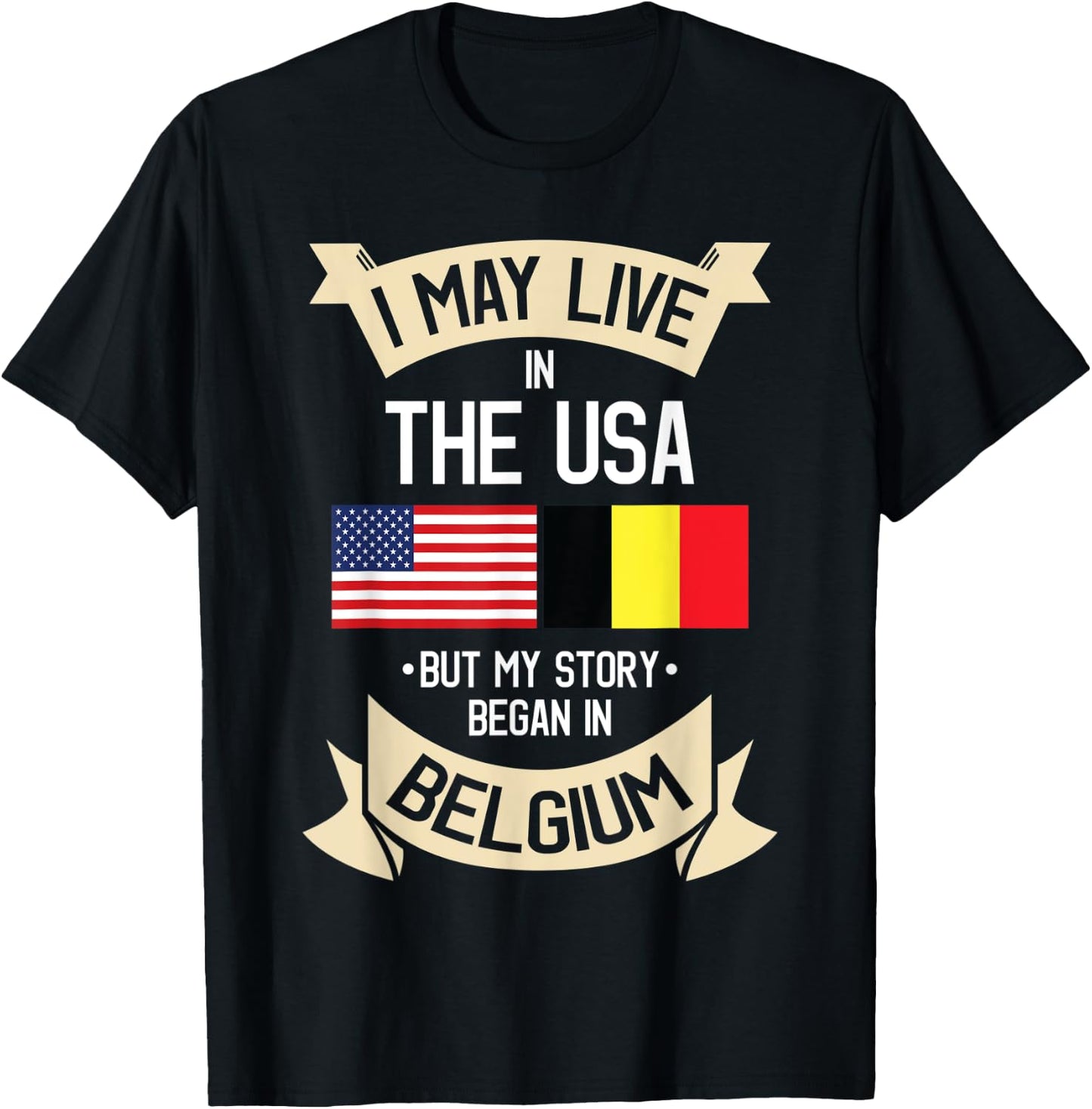 Belgium American Flag USA Belgian Roots Gifts Women Kids Men T-Shirt - T-Shirt | Black
