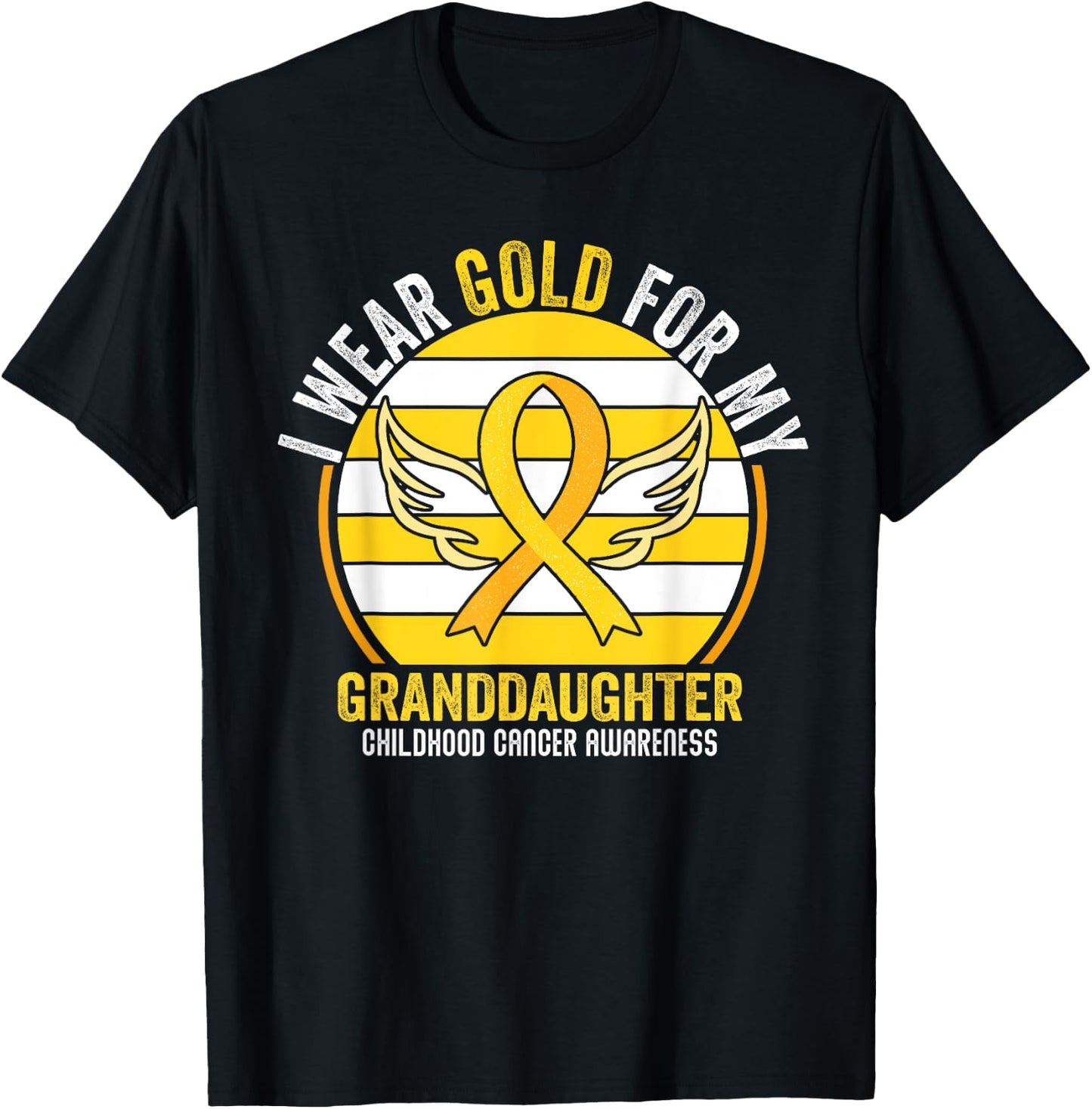 I Wear Gold For My GrandDaughter Childhood Cancer Vintage T-Shirt - T-Shirt | Black