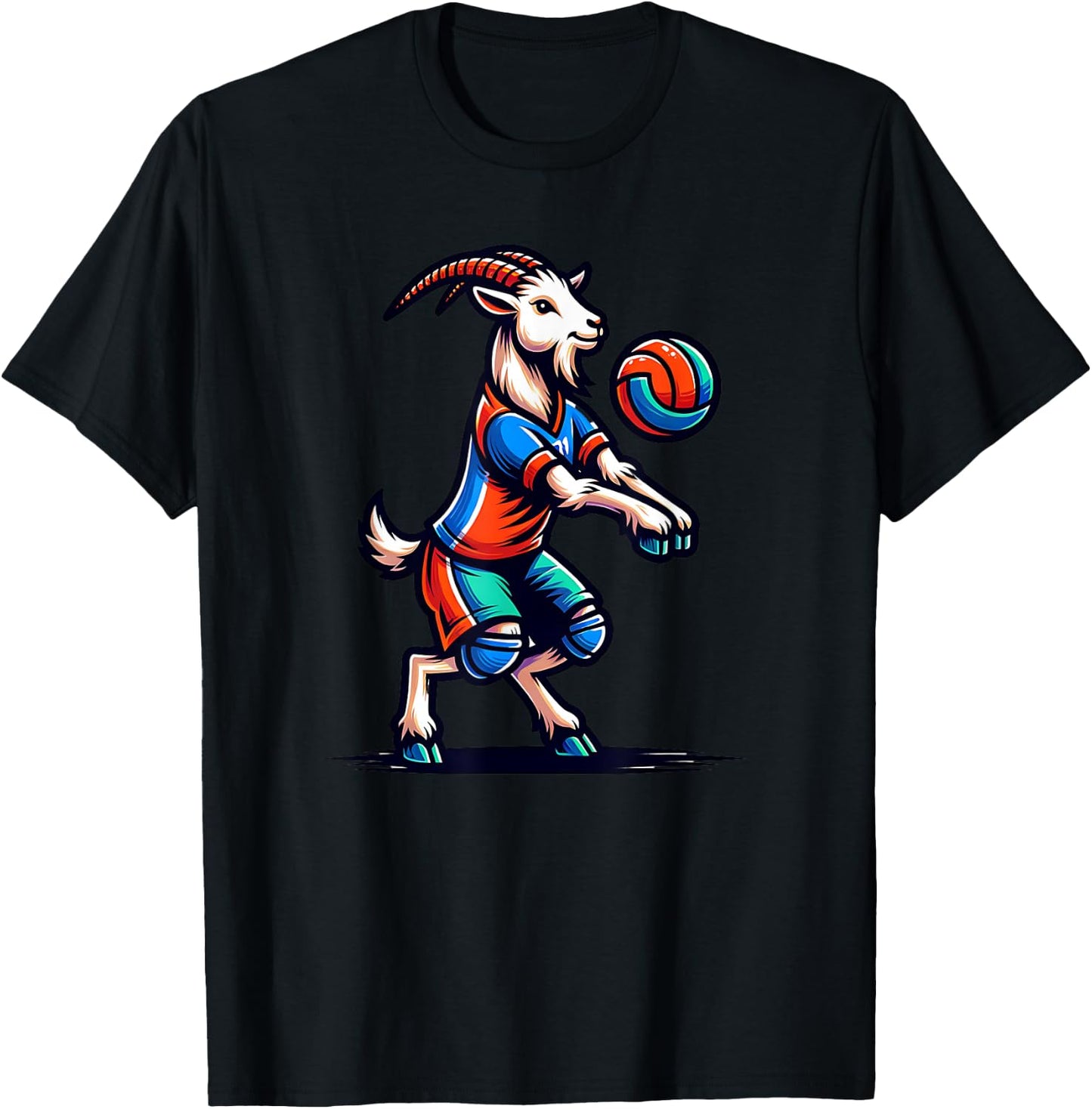 Unique Goat Volleyball Player Team Spirit Art T-Shirt - T-Shirt | Black