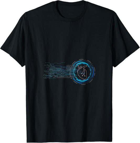 Digital Heart Computer Chip Circuit Electronics Nerd Geek T-Shirt - T-Shirt | Black