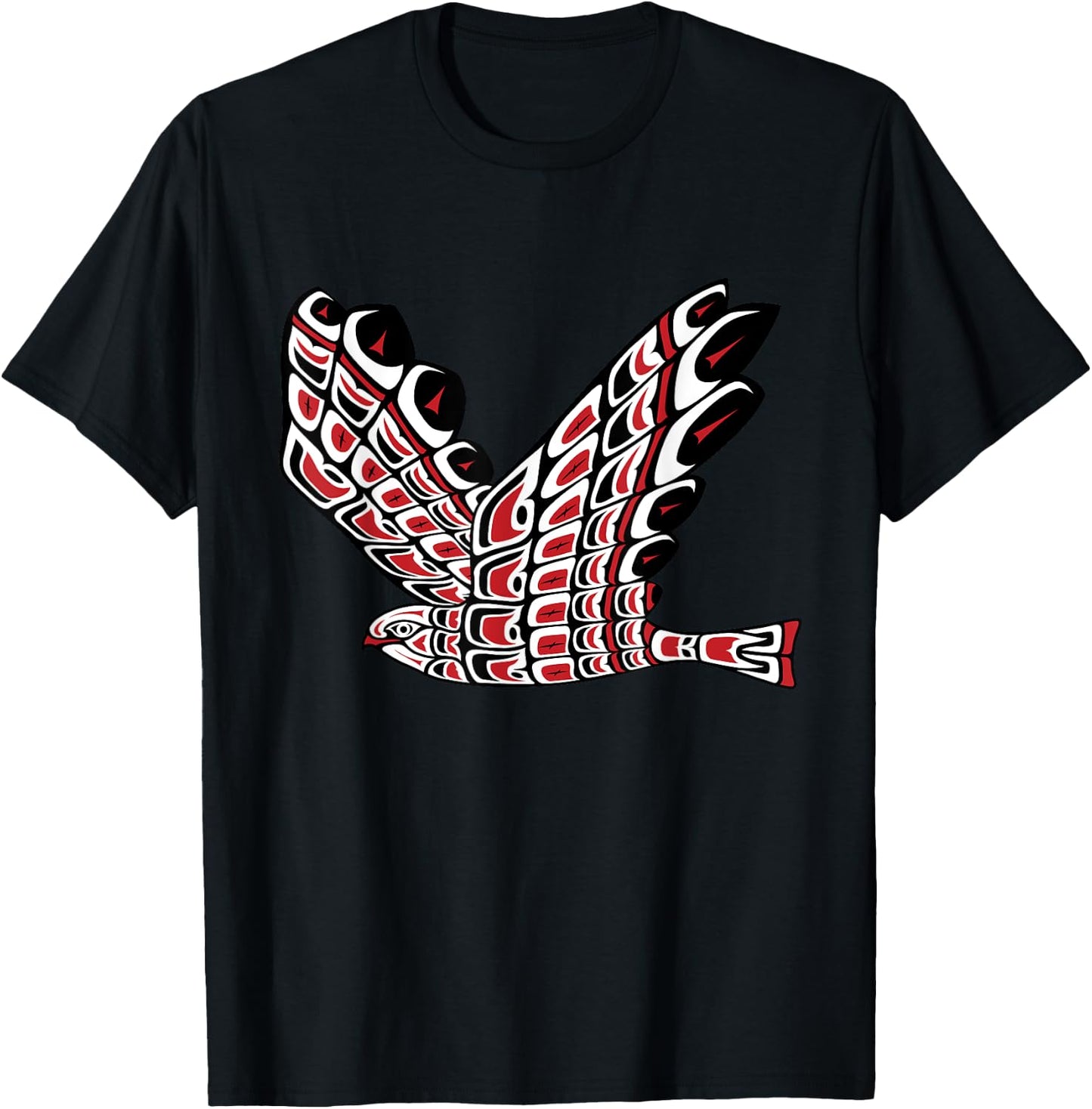 Pacific Northwest Red Tail Hawk Native American Style Art T-Shirt - T-Shirt | Black