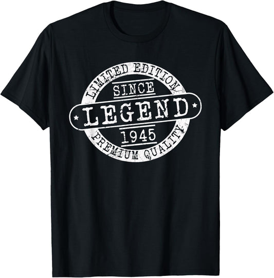 Legend Since 1945, Rustic Style Born In 1945 Birthday Gifts T-Shirt - T-Shirt | Black
