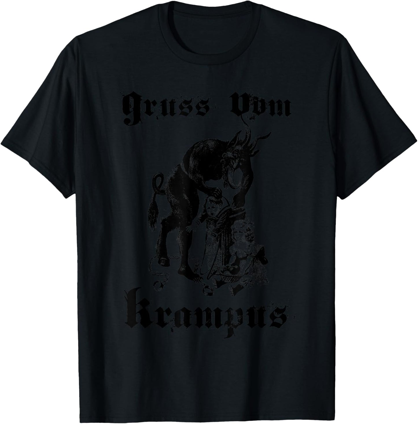 Vintage Gruss Vom Krampus Shirt Christmas Eve Naughty Kids T-Shirt - T-Shirt | Black