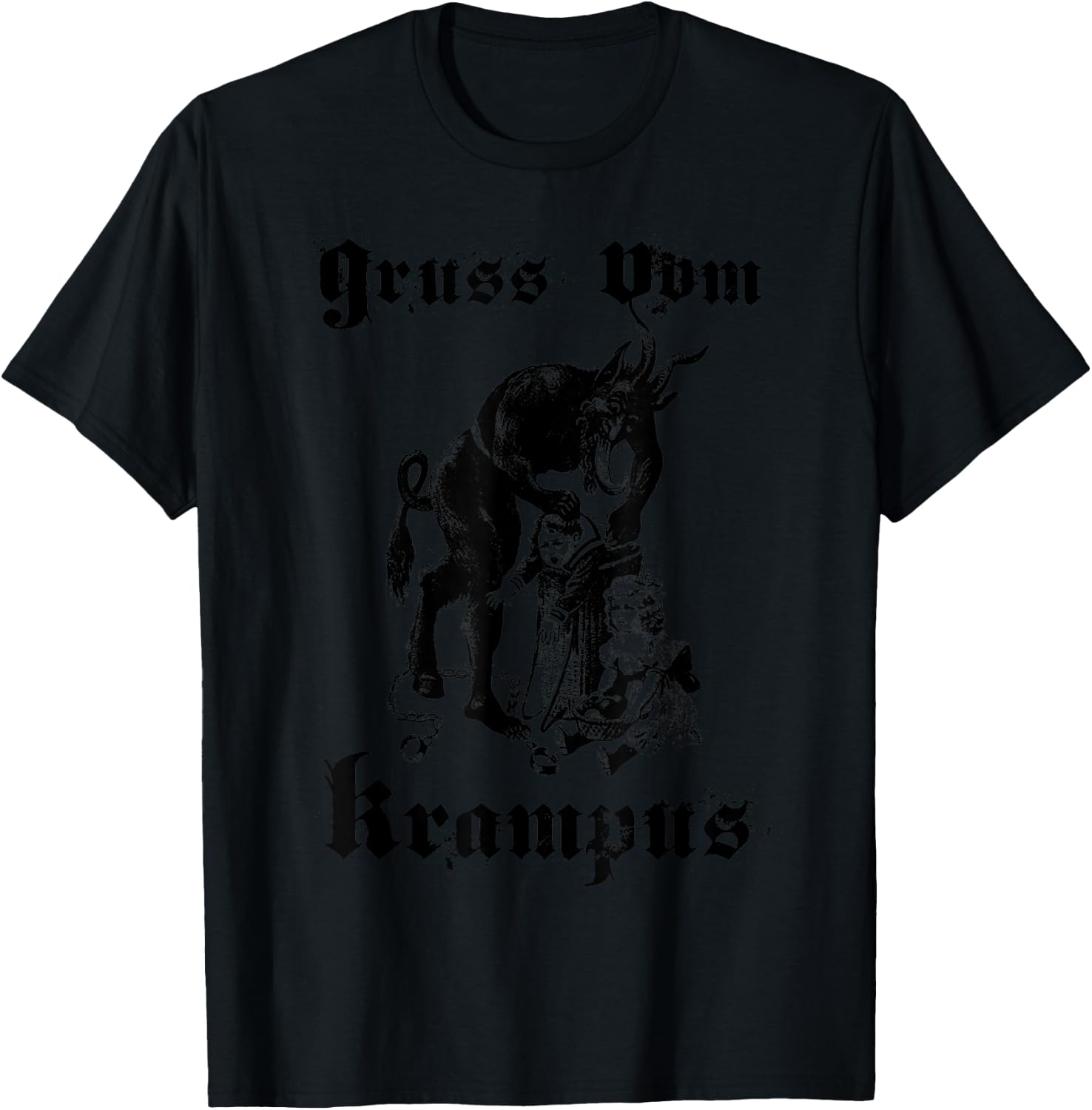 Vintage Gruss Vom Krampus Shirt Christmas Eve Naughty Kids T-Shirt - T-Shirt | Black