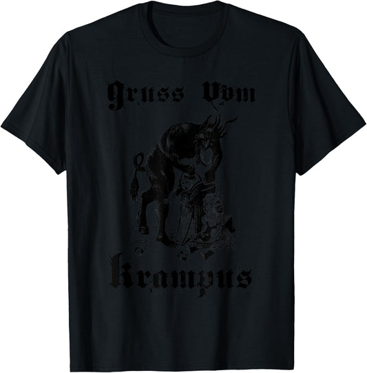 Vintage Gruss Vom Krampus Shirt Christmas Eve Naughty Kids T-Shirt - T-Shirt | Black