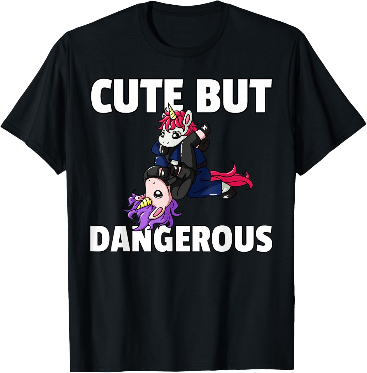 Cute But Dangerous Jiu Jitsu Unicorn Girl T-Shirt - T-Shirt | Black