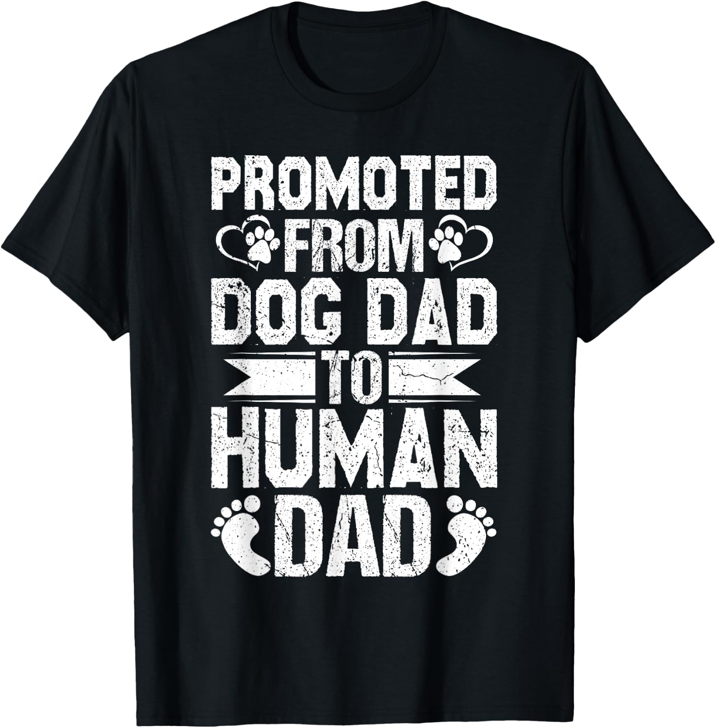 New Dad Pregnancy Reveal Promoted From Dog Dad to Human Dad T-Shirt - T-Shirt | Black