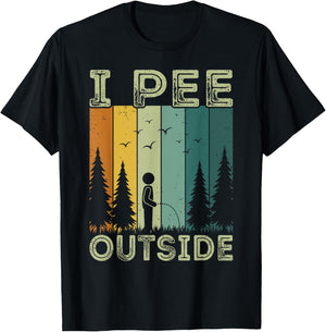 Funny Camping Vintage Retro I Pee Outside T-Shirt - T-Shirt | Black