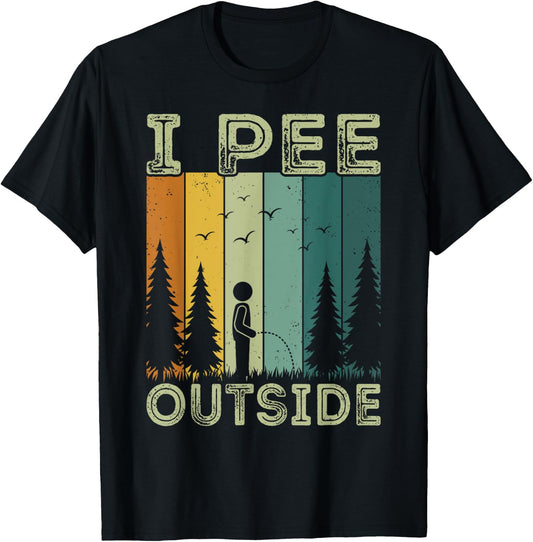 Funny Camping Vintage Retro I Pee Outside T-Shirt - T-Shirt | Black
