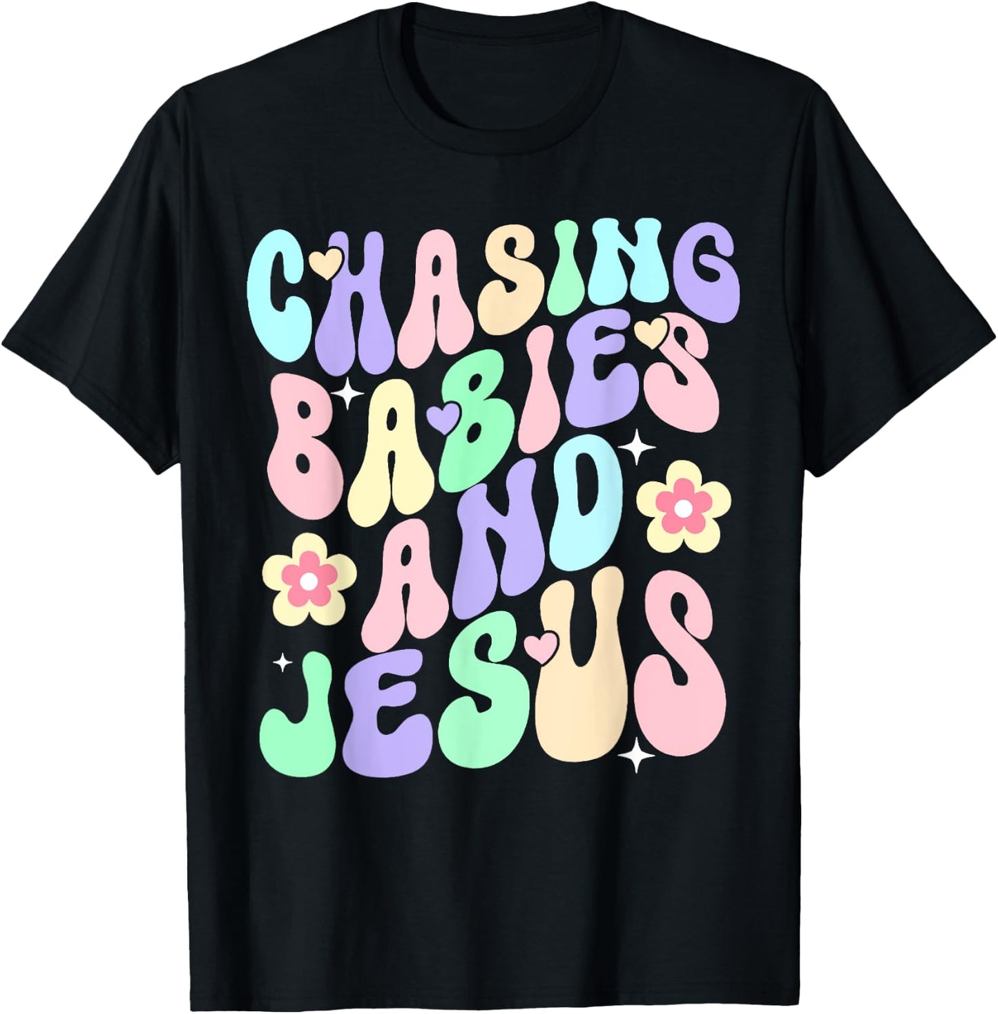 Mom Chasing Babies And Jesus Religious Christian Women T-Shirt - T-Shirt | Black