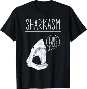 Sharkasm I Love Salad Funny Sarcastic Shark T-Shirt - T-Shirt | Black