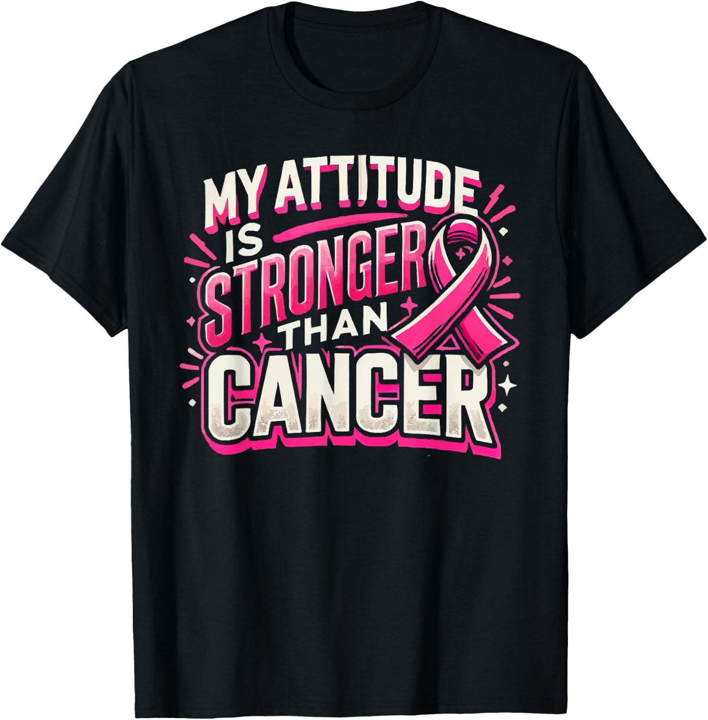 Funny Breast Cancer Awareness Cancer Warrior Pink Ribbon T-Shirt - T-Shirt | Black