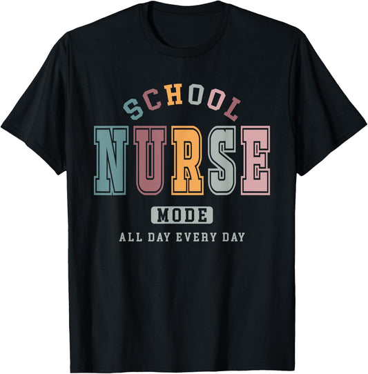 Vintage School Nurse Mode Nursing Life Appreciation Week T-Shirt - T-Shirt | Black