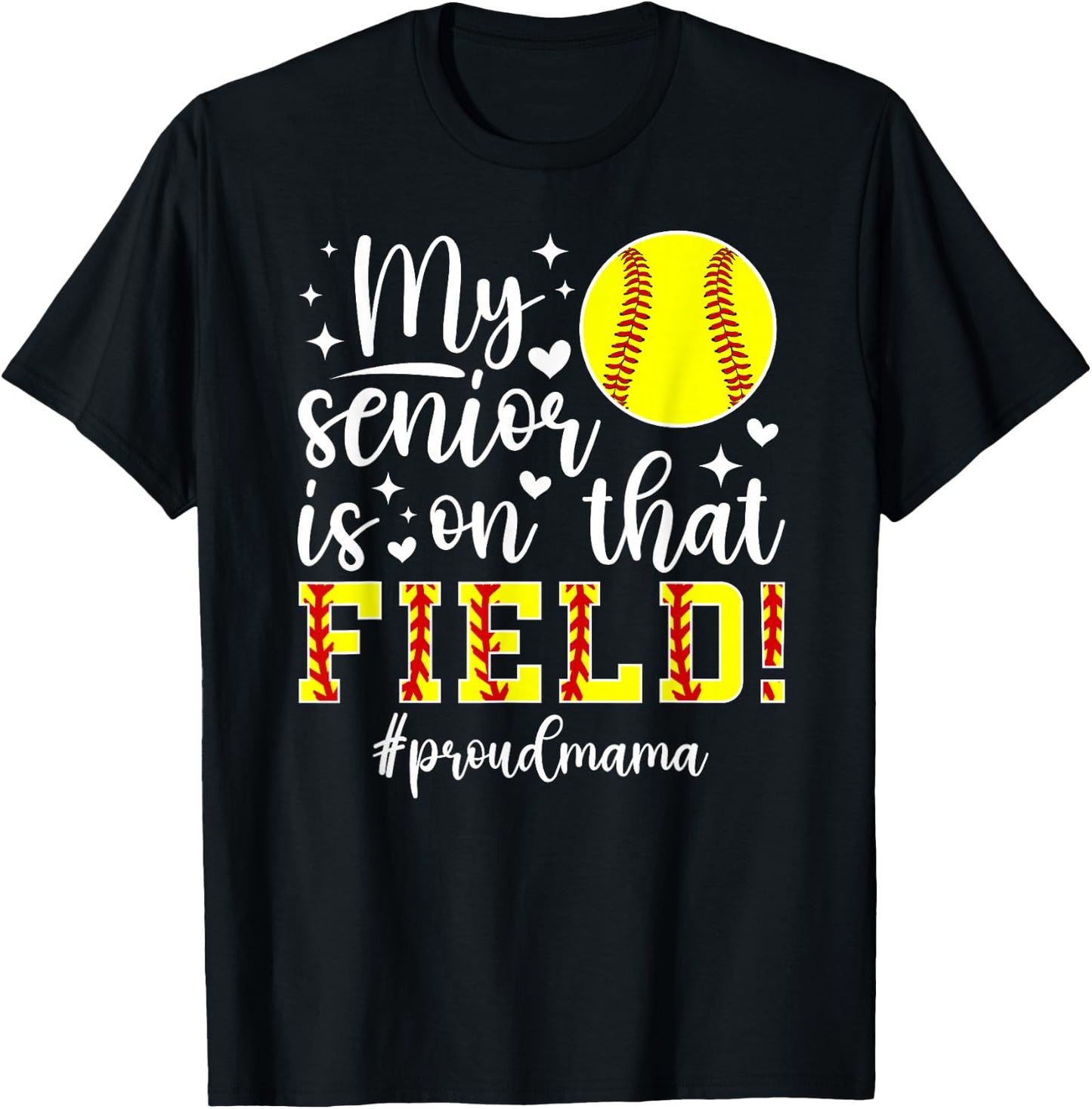 Proud Softball Senior Mama Softball Senior Mom 2026 T-Shirt - T-Shirt | Black
