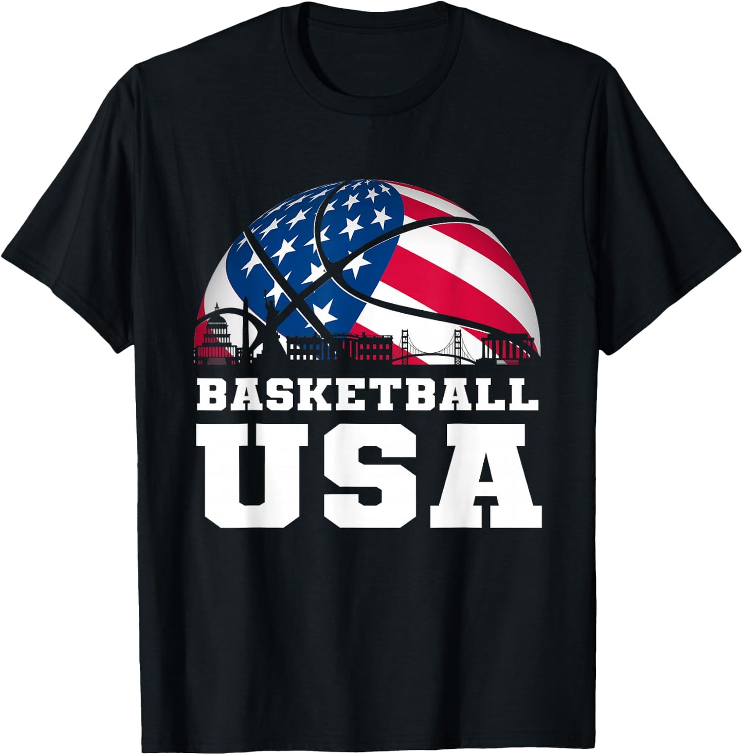 Basketball USA Support The Team USA Flag Dream T-Shirt - T-Shirt | Black