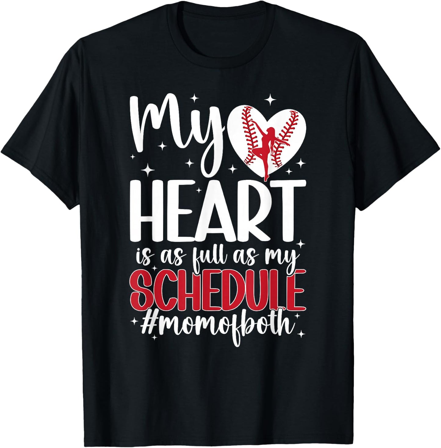Mom Of Both Proud Dance And Baseball Mom T-Shirt - T-Shirt | Black