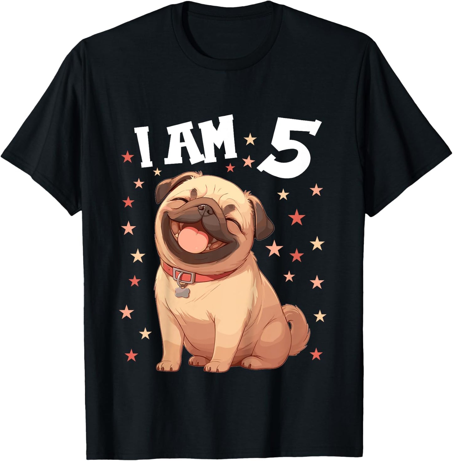 Kids 5 Years old 5th birthday Pugs Pug T-Shirt - T-Shirt | Black