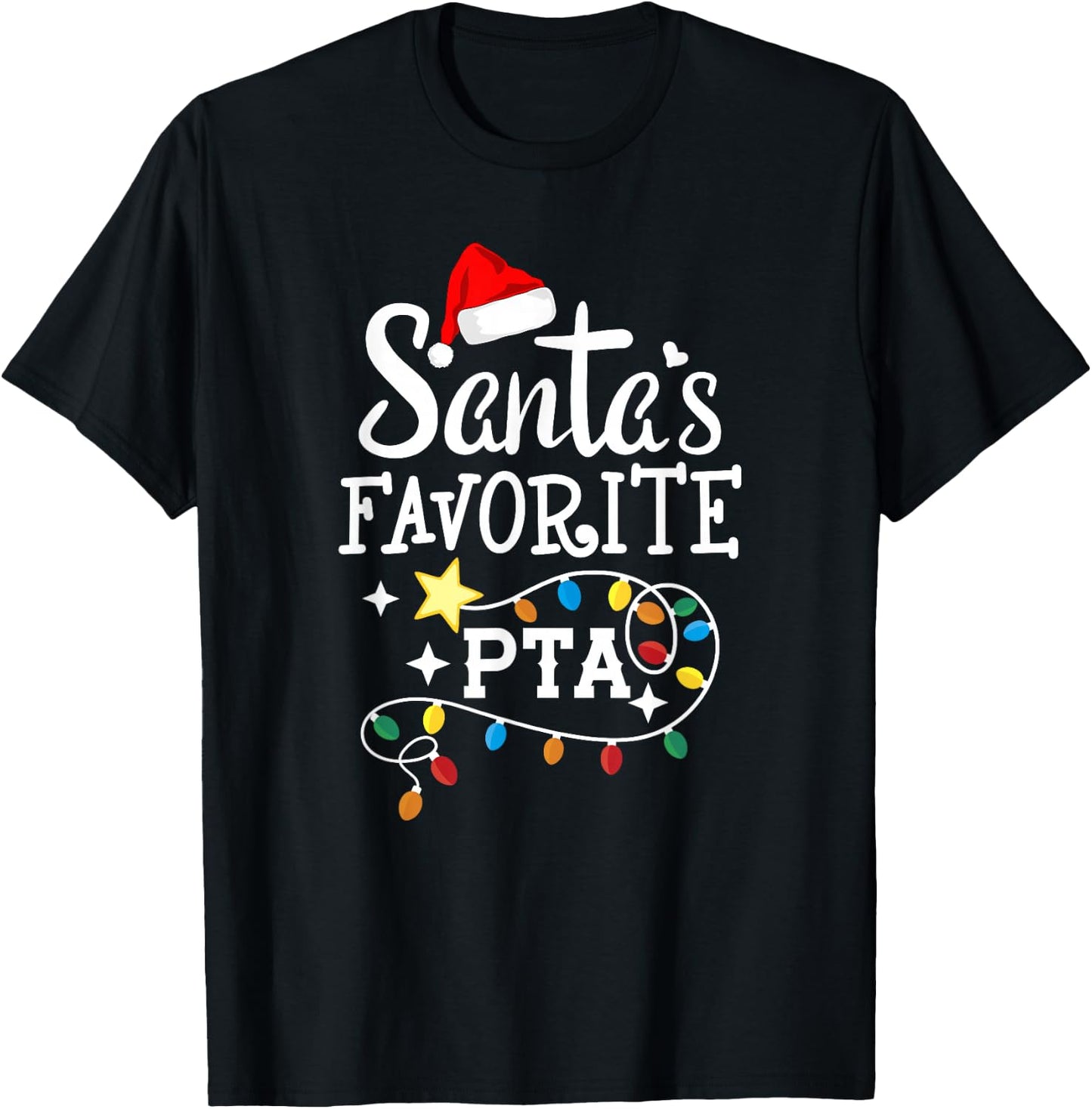 Christmas Physical Therapist Assistant Santa's Favorite PTA T-Shirt - T-Shirt | Black