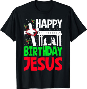 Christmas Day Outfit Happy Birthday Jesus Holiday T-Shirt - T-Shirt | Black