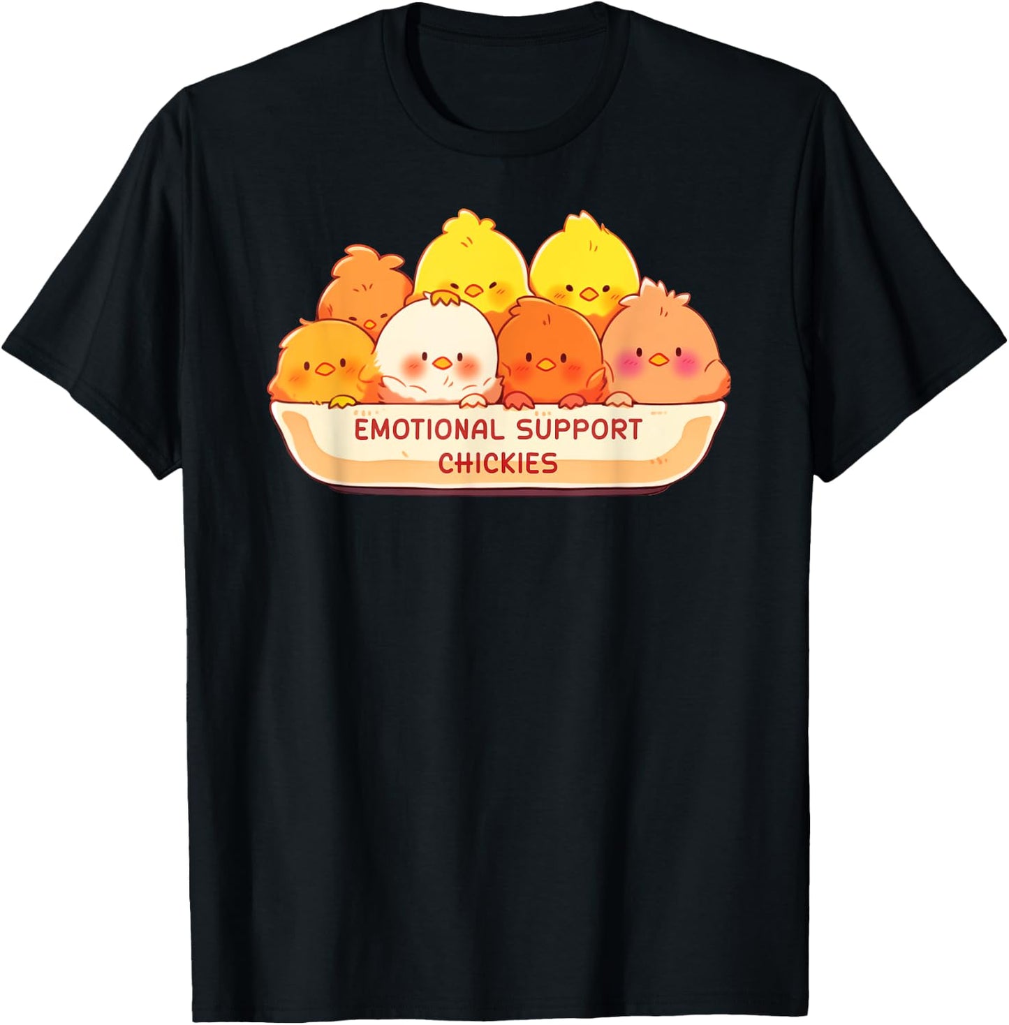 Emotional Support Chickies Cute Kawaii Fruit Cup T-Shirt - T-Shirt | Black