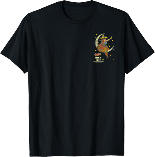 Miller High Life Girl On The Moon Vintage Faux Pocket T-Shirt - T-Shirt | Black