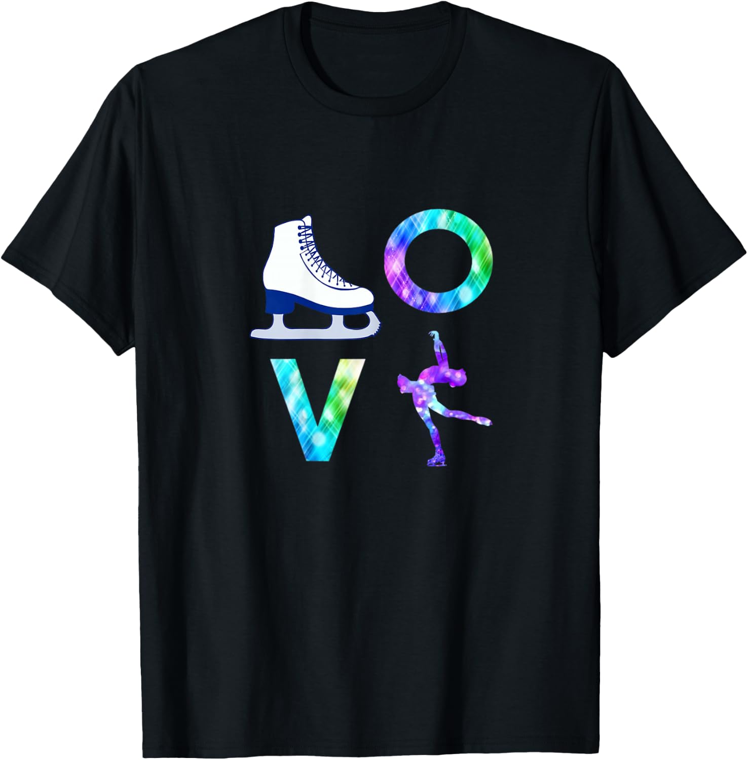 Love Figure Skating Ice Skater Girls T-Shirt - T-Shirt | Black