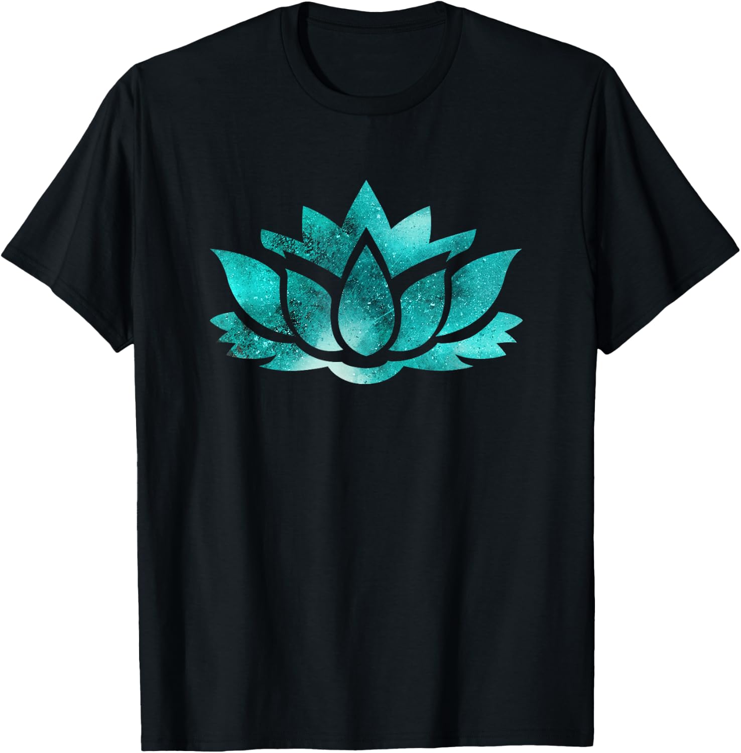 Lotus Flower Yoga Spiritual Dreamy Teal Colorful T Shirt T-Shirt - T-Shirt | Black