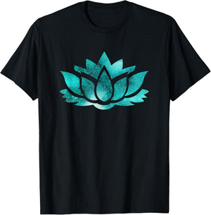 Lotus Flower Yoga Spiritual Dreamy Teal Colorful T Shirt T-Shirt - T-Shirt | Black