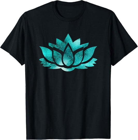 Lotus Flower Yoga Spiritual Dreamy Teal Colorful T Shirt T-Shirt - T-Shirt | Black