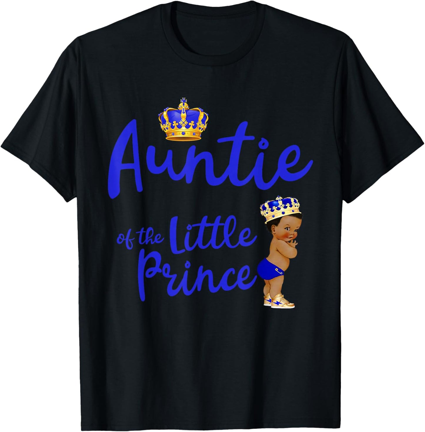 Auntie Of The Birthday Prince Boy Bday Party Idea T-Shirt - T-Shirt | Black