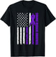 Chronic Migraine Awareness USA Flag Purple Ribbon Dads T-Shirt - T-Shirt | Black