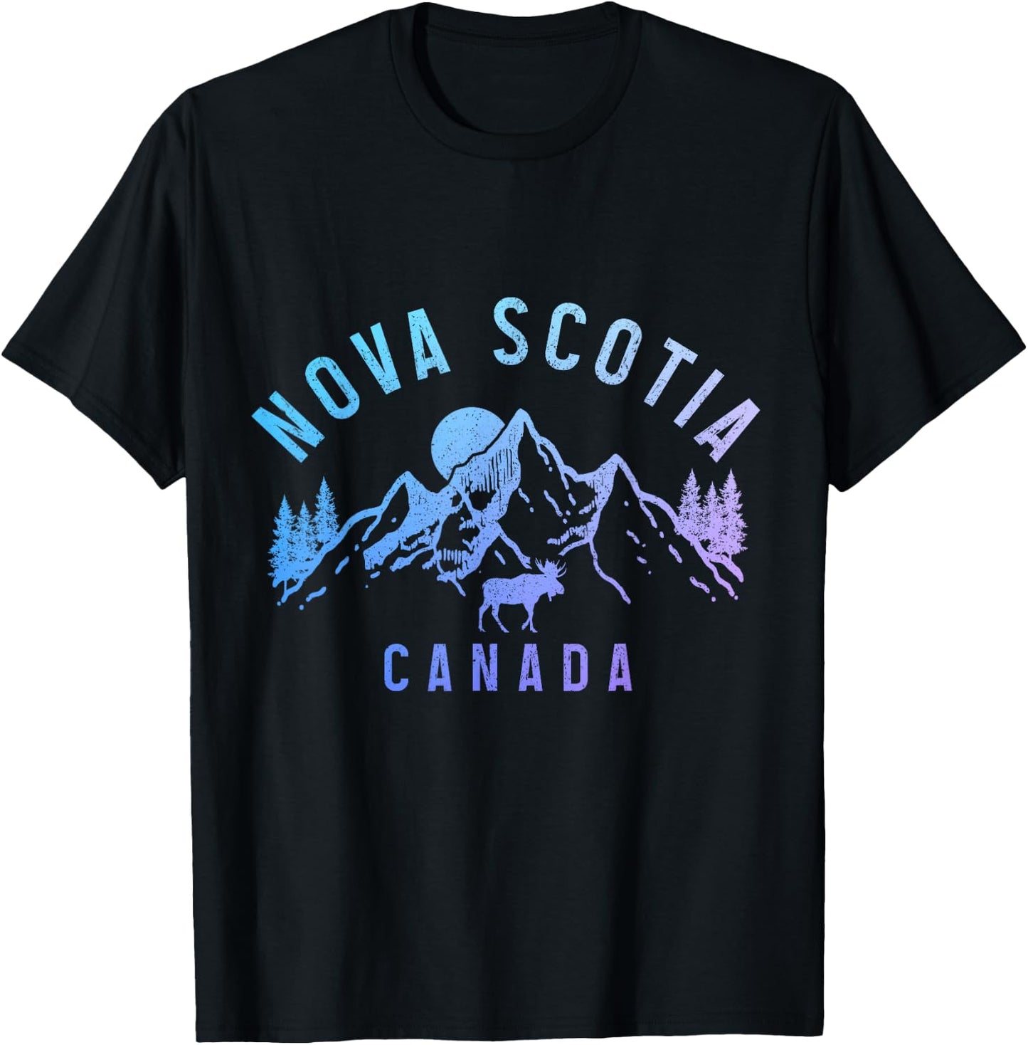 Nova Scotia Vintage Mountains Elk Canada Souvenir T-Shirt - T-Shirt | Black