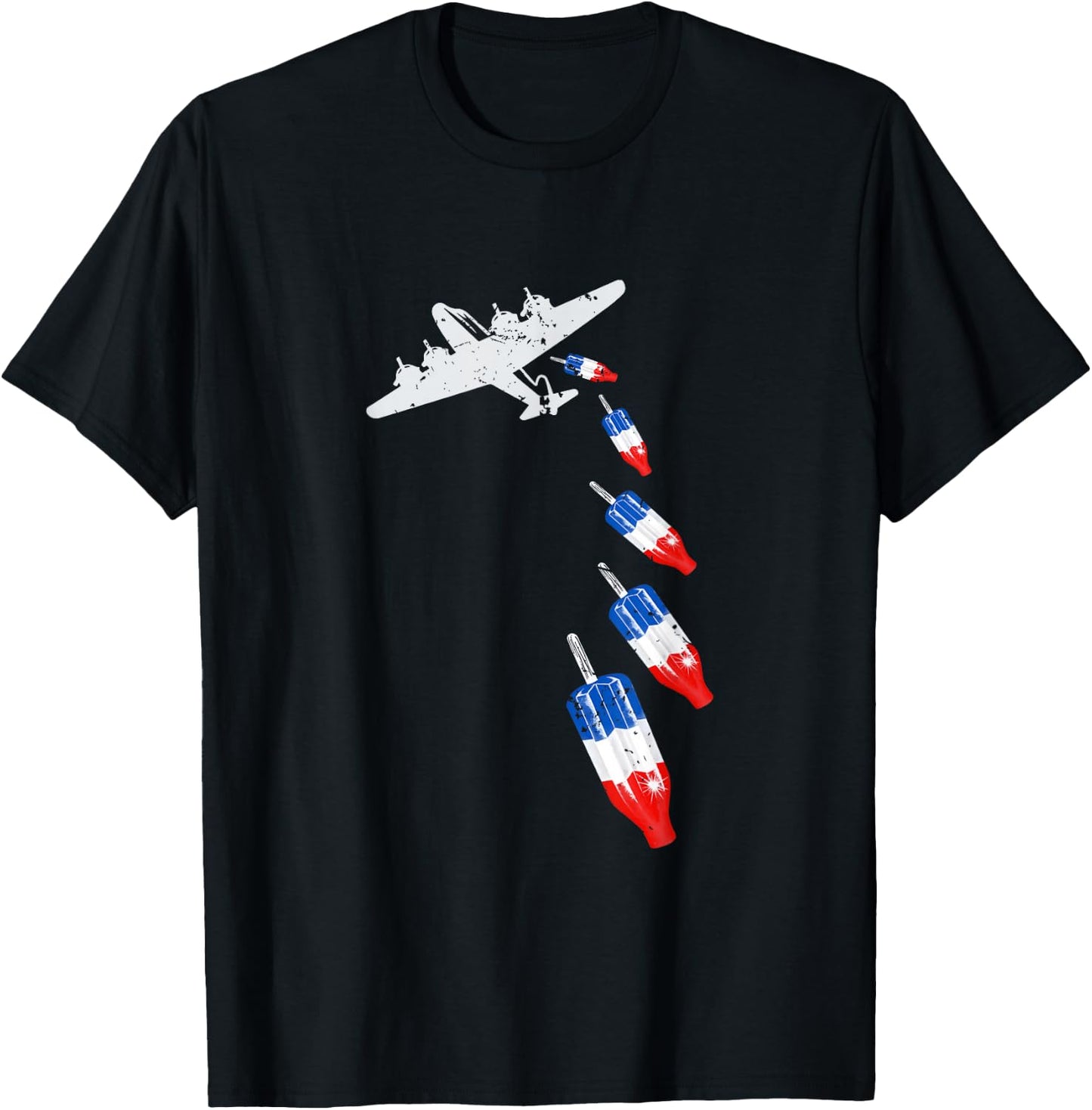 Vintage Bomb Pops Ice Cream American Flag Remembrance Day T-Shirt - T-Shirt | Black