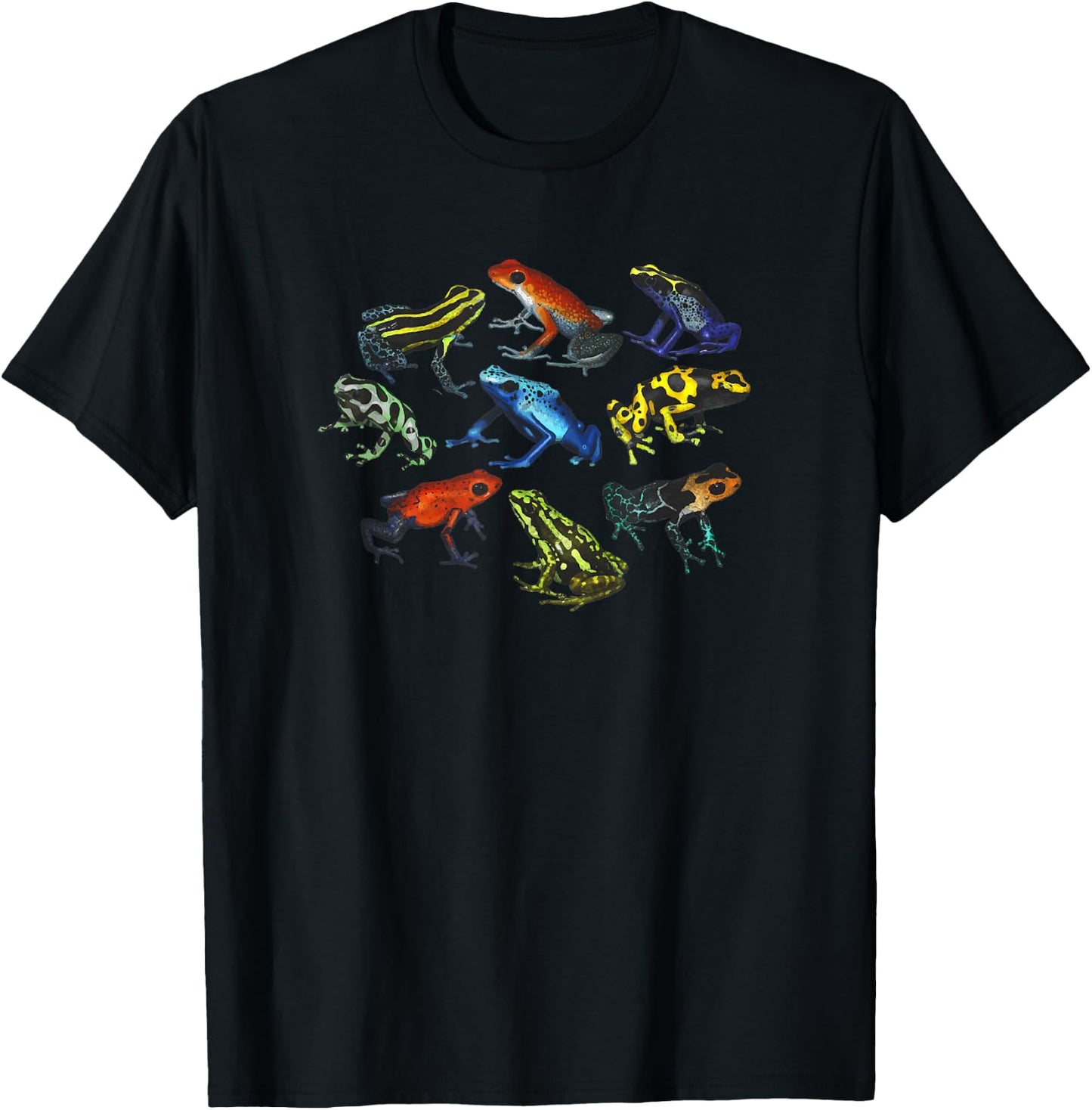 Colorful Collection Of Poison Dart Frogs Beautiful Nature T-Shirt - T-Shirt | Black