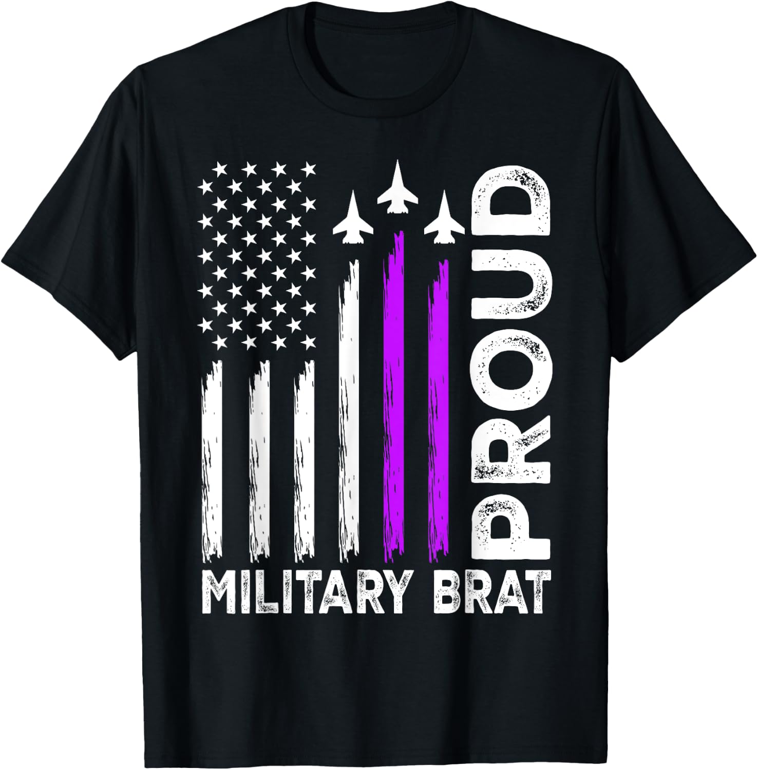 Proud Military Brat Military Child Month Purple Up T-Shirt - T-Shirt | Black