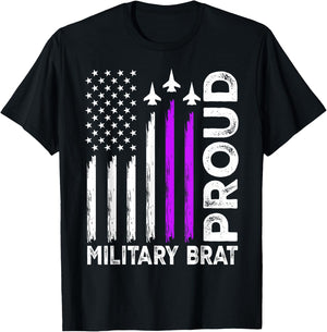 Proud Military Brat Military Child Month Purple Up T-Shirt - T-Shirt | Black