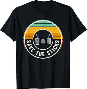 Save The Sticks Retro Manual Transmission Three Pedals T-Shirt - T-Shirt | Black