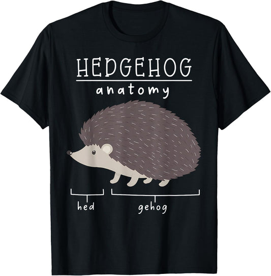 Anatomy Of The Hedgehog Funny Hed and Gehog Animal Lover T-Shirt - T-Shirt | Black