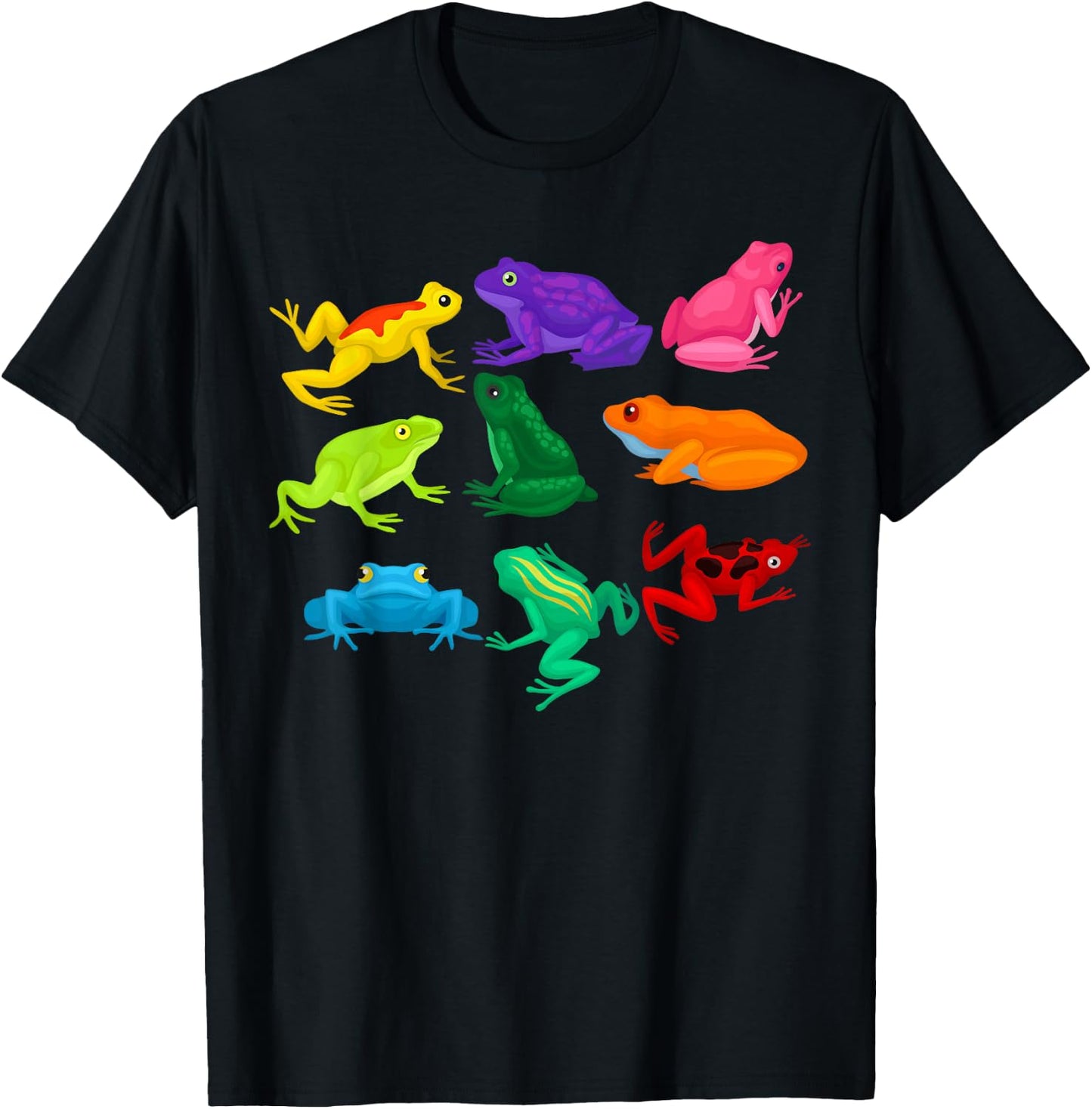 Poison Dart Frogs Amphibians Exotic Animal Colored Frogs T-Shirt - T-Shirt | Black