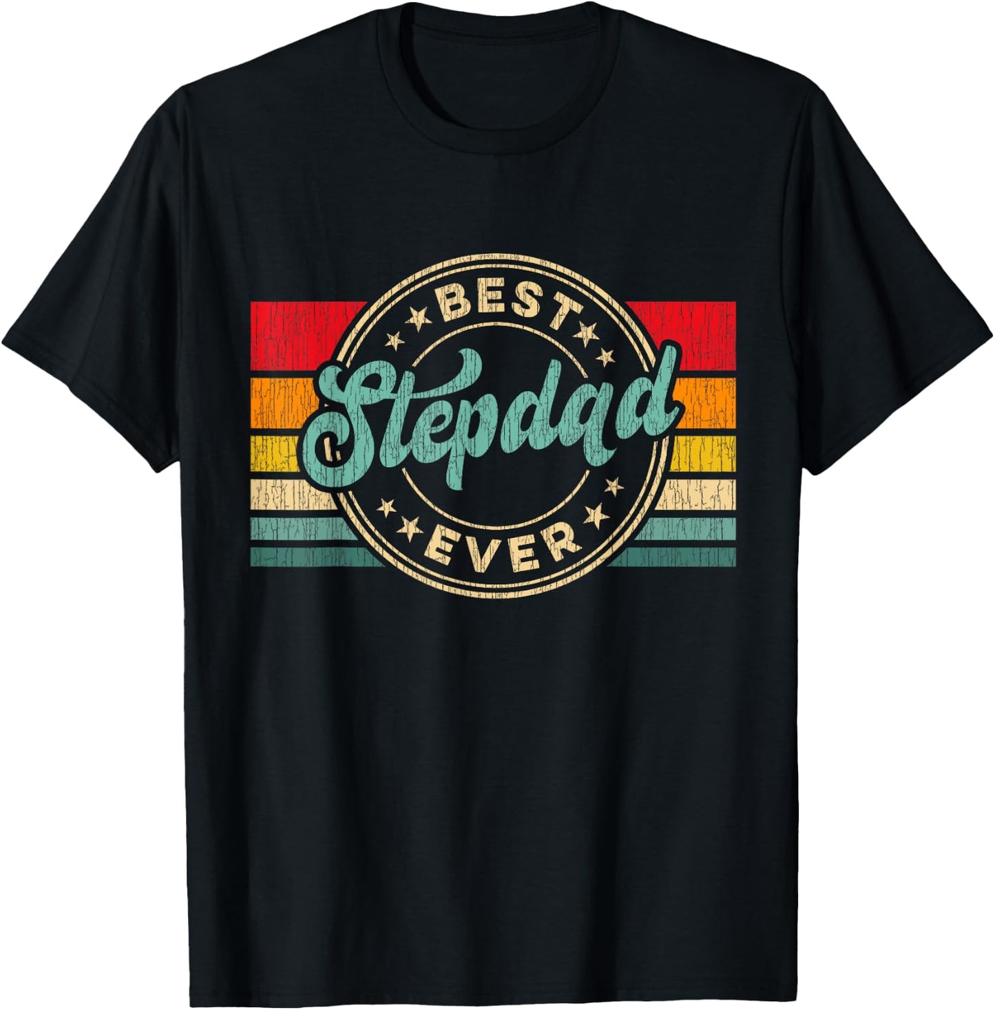 Best Stepdad Ever Vintage Retro Father's Day Gift T-Shirt - T-Shirt | Black