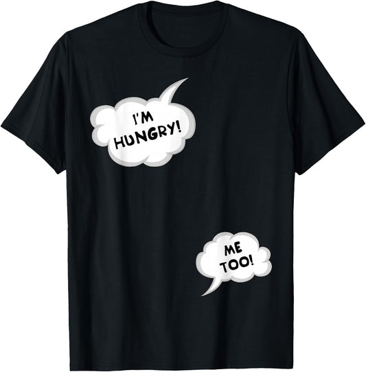 Pregnancy Reveal, Expectant Mom, Im Hungry Me Too T-Shirt - T-Shirt | Black