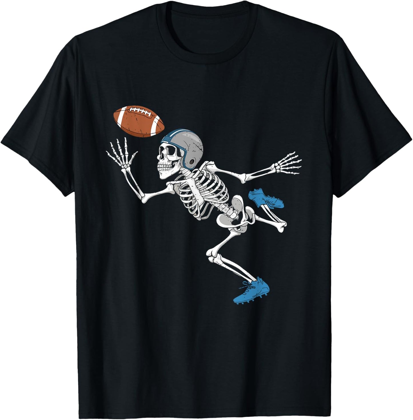 Football Skeleton Halloween Player Catcher Boys Kids T-Shirt - T-Shirt | Black