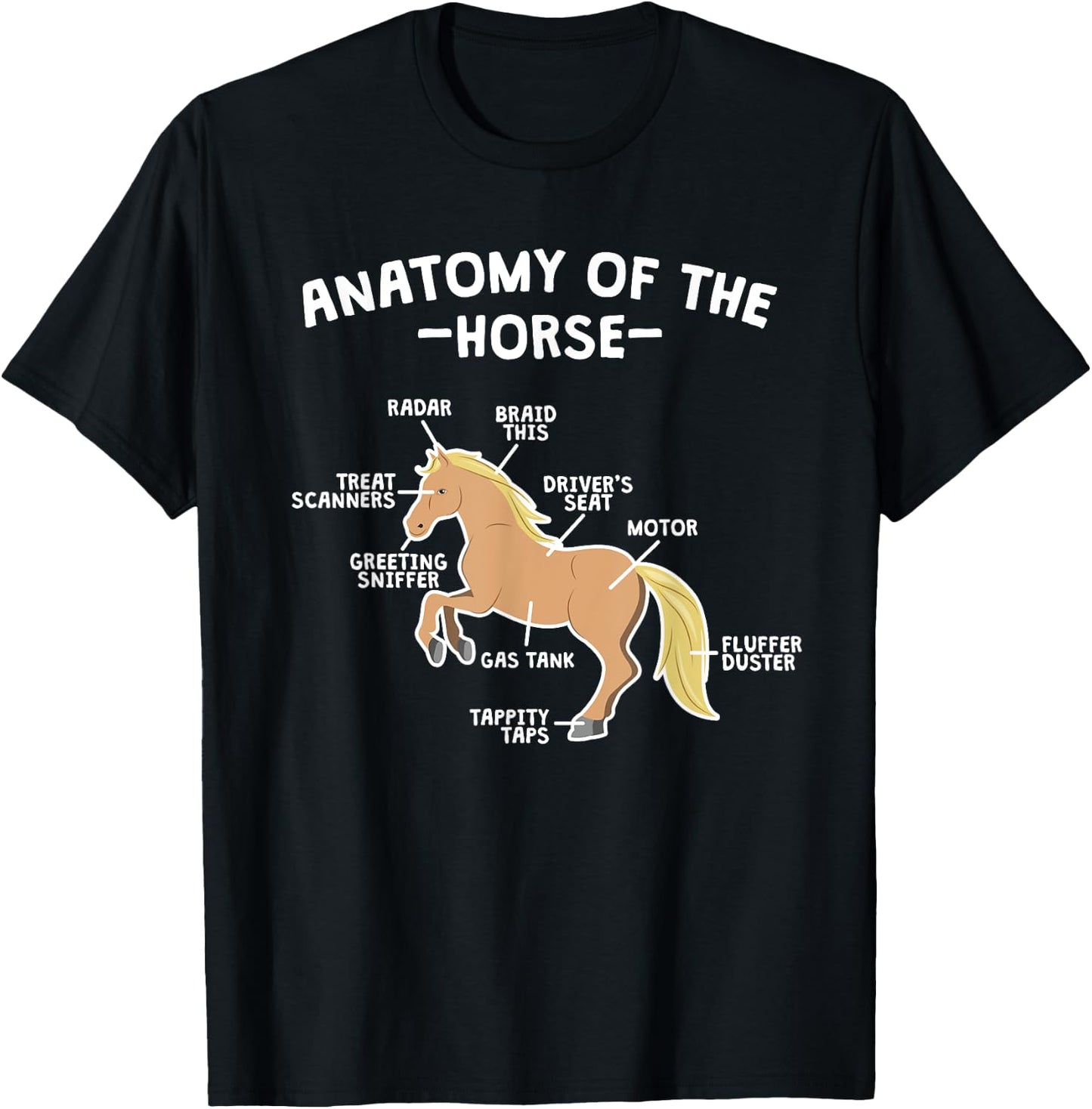 Horse Pun Anatomy Of Horse Horseback Riding Equestrian Quote T-Shirt - T-Shirt | Black