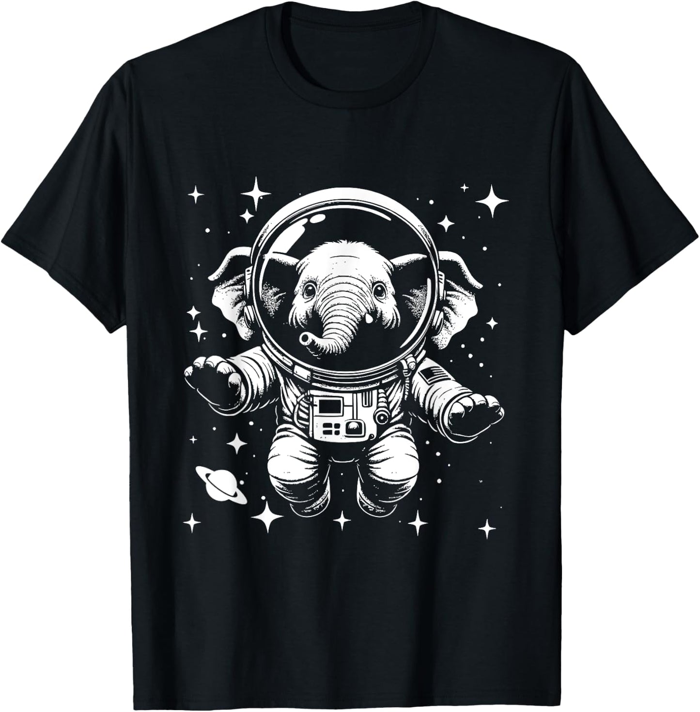 Elephant Dad Mom Space - Astronaut Elephant T-Shirt - T-Shirt | Black