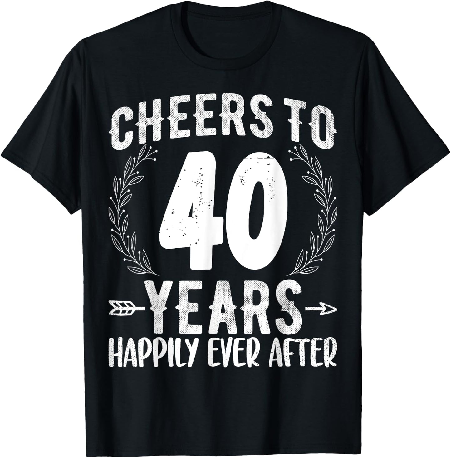 Cheers to 40 Years Happily - 40th Anniversary Husband Wife T-Shirt - T-Shirt | Black