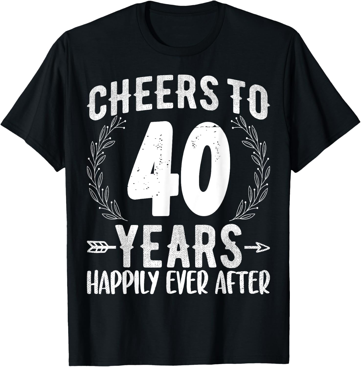 Cheers to 40 Years Happily - 40th Anniversary Husband Wife T-Shirt - T-Shirt | Black