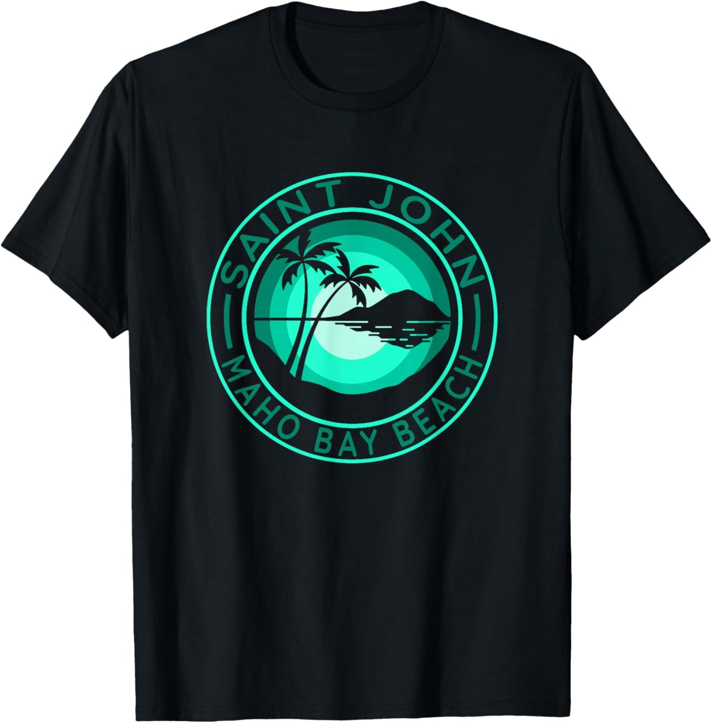 St. John - Maho Bay - Tropical Beach Scene T-Shirt - T-Shirt | Black