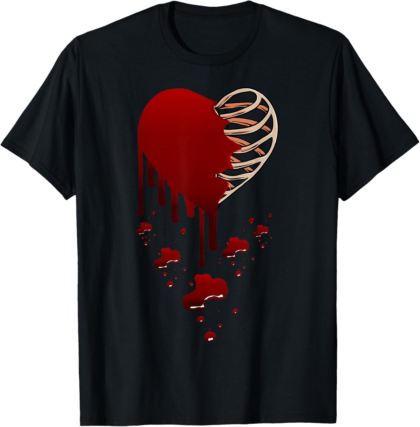 Crazy Love Skeleton Blood Injected Heart Valentine's Greeting T-Shirt - T-Shirt | Black