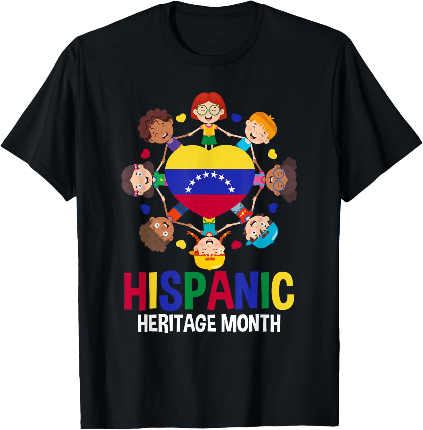 Hispanic Heritage Month Venezuela Flag Girl Boy Kids T-Shirt - T-Shirt | Black