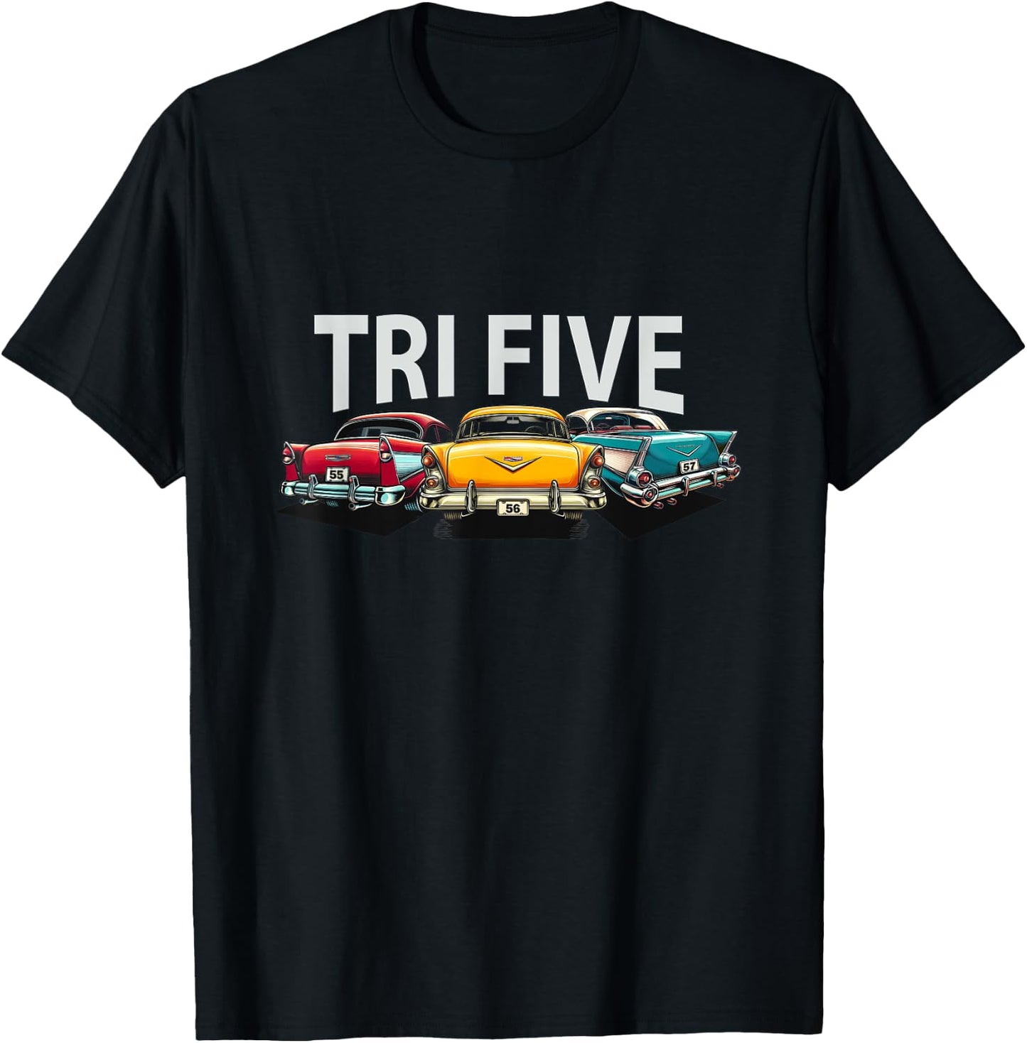 Vintage Tri Five Bel Air, Retro Classic Cars 1955 1956 1957 T-Shirt - T-Shirt | Black